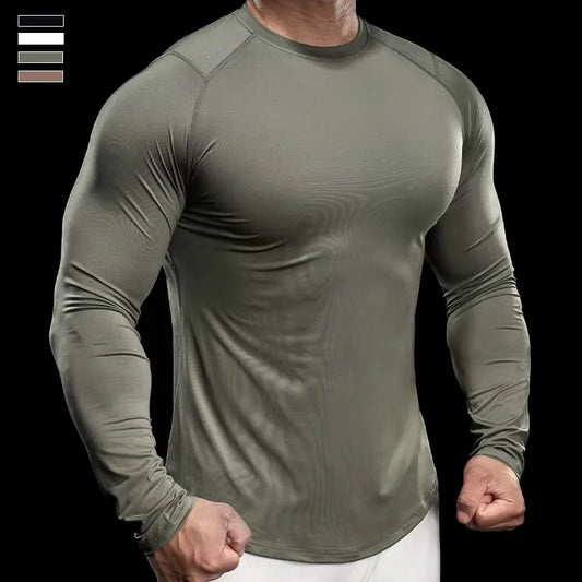 T-shirt de Musculation Homme FitForce – Manches Longues & Haute Élasticité